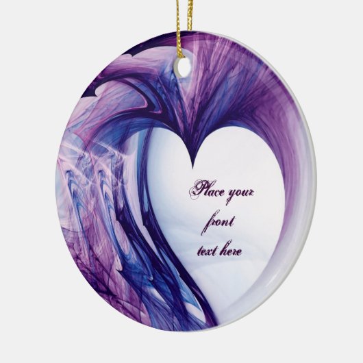 Paarse Grunge Heart Keramisch Ornament (Links)