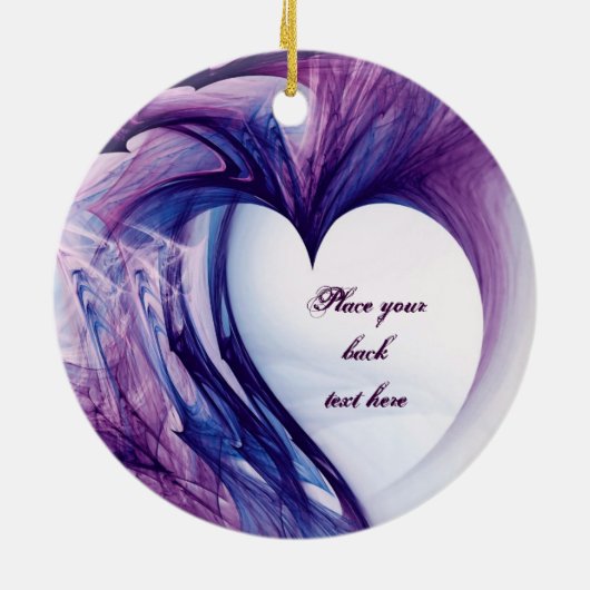 Paarse Grunge Heart Keramisch Ornament (Achterkant)