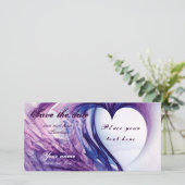 Paarse Grunge Heart Save The Date (Staand voorkant)