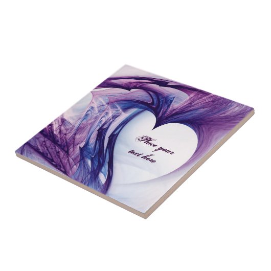 Paarse Grunge Heart Tegeltje (Zijkant)