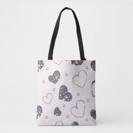 Paarse Grunge Hearts Canvas tas (Voorkant)