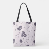 Paarse Grunge Hearts Canvas tas (Achterkant)