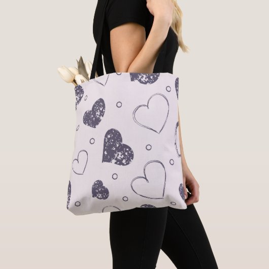 Paarse Grunge Hearts Canvas tas (Dichtbij)