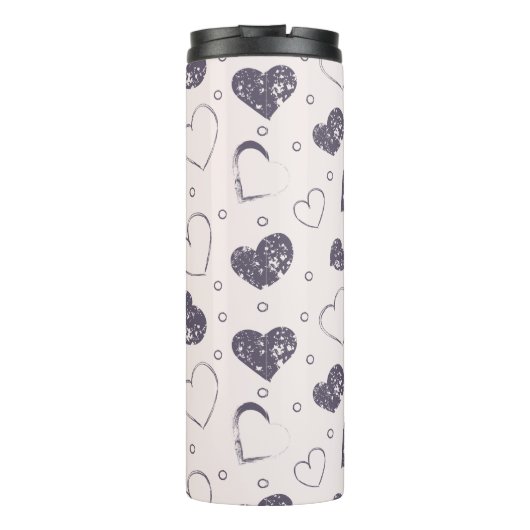 Paarse Grunge Hearts Thermosbeker (Achterkant)