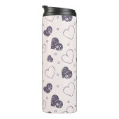 Paarse Grunge Hearts Thermosbeker (Geroteerd rechts)