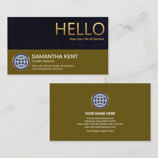 Paarse Grunge Layer Gold Hallo Founder CEO Visitekaartje (Voorkant / Achterkant)