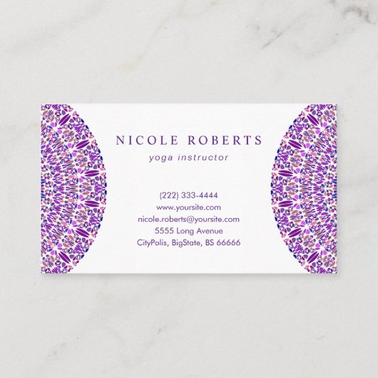 Paarse grvel Mandala Visitekaartje (Achterkant)