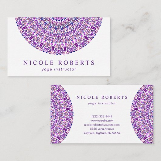 Paarse grvel Mandala Visitekaartje (Voorkant / Achterkant)