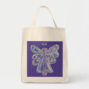 Paarse Guardian Angel Art Aangepaste Canvas tassen