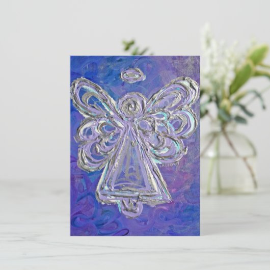 Paarse Guardian Angel Custom Invitation of Invitat Kaart (Staand voorkant)