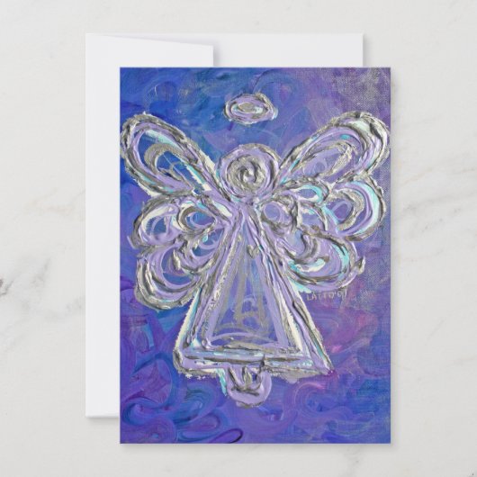 Paarse Guardian Angel Custom Invitation of Invitat Kaart (Voorkant)