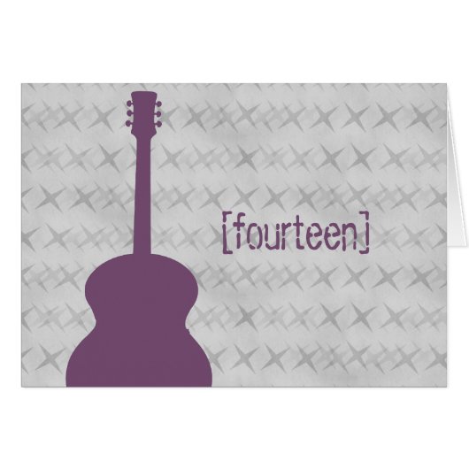 Paarse Guitar Grunge Table Number Kaart (Voorkant Horizontaal)
