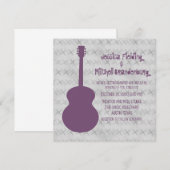 Paarse Guitar Grunge Wedding Invite Kaart (Voorkant / Achterkant)