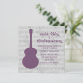 Paarse Guitar Grunge Wedding Invite Kaart (Staand voorkant)