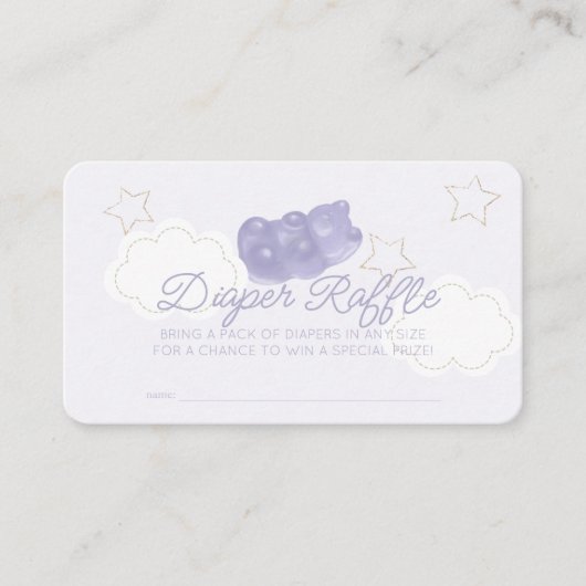 Paarse Gummy Beer Baby shower Luier Raffle Ticket Informatiekaartje (Voorkant)