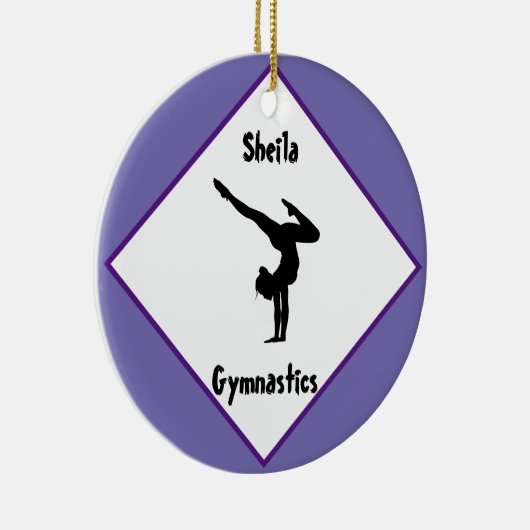 Paarse gymnastiek Gepersonaliseerd Keramisch Ornament (Rechts)
