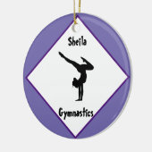 Paarse gymnastiek Gepersonaliseerd Keramisch Ornament (Links)