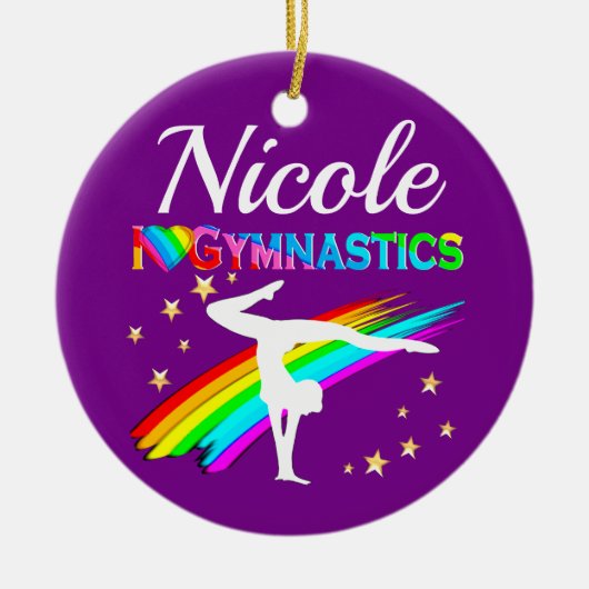 PAARSE GYMNASTIEK SUPER STAR ONTWERP KERAMISCH ORNAMENT (Voorkant)