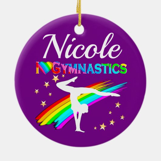 PAARSE GYMNASTIEK SUPER STAR ONTWERP KERAMISCH ORNAMENT (Achterkant)