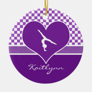 Paarse Gymnastiekspelen met monogram Keramisch Ornament
