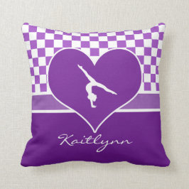 Paarse Gymnastiekspelen met monogram Kussen