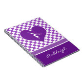 Paarse Gymnastiekspelen met monogram Notitieboek (Rechterzijde)