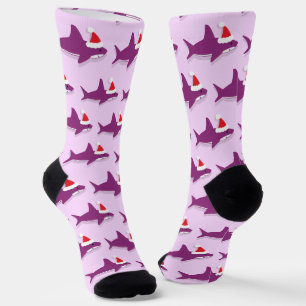 Paarse haai kerstmuts sokken