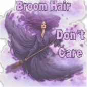 Paarse haar heks: Broom haar, maakt niet uit Sticker (Voorkant)