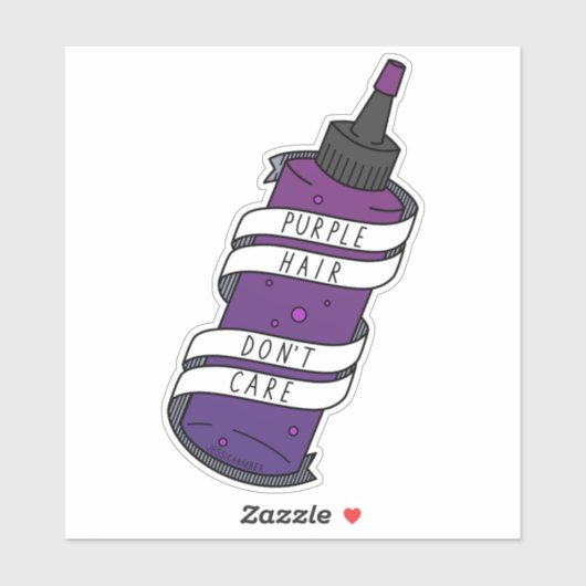 Paarse haar niet geven Schattigee Cartoon kleursto Sticker (Vel)