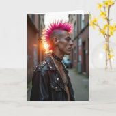 Paarse haar Vaderdag kaart (Gele Bloem)