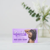 Paarse Haar Vlechtende Salon Braider Afrikaanse Vl Visitekaartje (Staand voorkant)