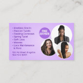 Paarse Haar Vlechtende Salon Braider Afrikaanse Vl Visitekaartje (Achterkant)