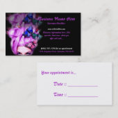 Paarse haar vlinder dame appt. 3 VISITEKAARTJES Afsprakenkaartje (Voorkant / Achterkant)