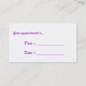 Paarse haar vlinder dame appt. 3 VISITEKAARTJES Afsprakenkaartje (Achterkant)