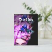 Paarse haar vlinder dame dank u Briefkaarten (Staand voorkant)