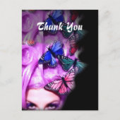 Paarse haar vlinder dame dank u Briefkaarten (Voorkant)
