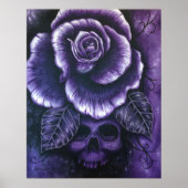 "Paarse haas" Skull Roos Art Poster Afdrukken (Voorkant)