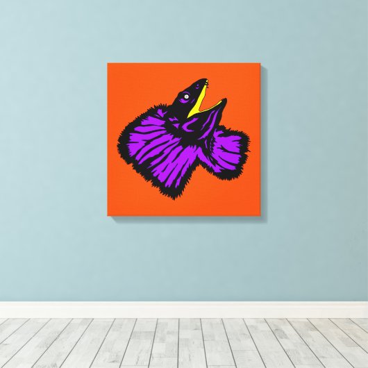 Paarse hagedis met gestileerde neon canvas afdruk (Insitu (Houten vloer))