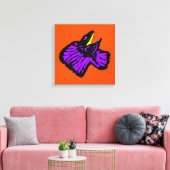 Paarse hagedis met gestileerde neon canvas afdruk (Insitu (Woonkamer))