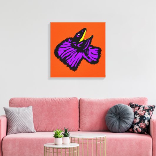 Paarse hagedis met gestileerde neon canvas afdruk (Insitu (Woonkamer))