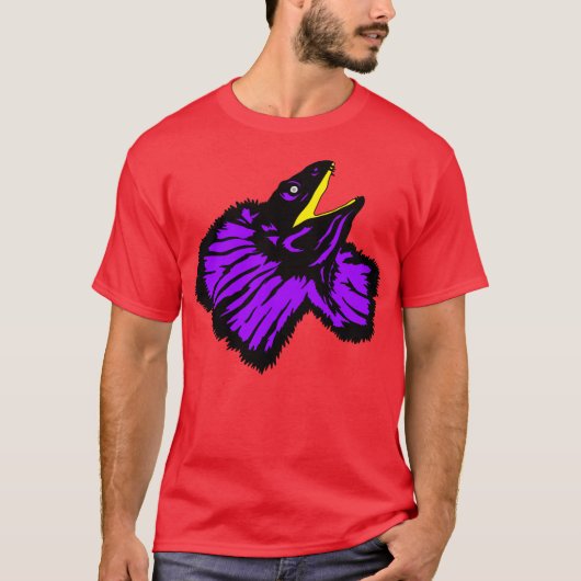 Paarse hagedis met gestileerde neon t-shirt (Voorkant)