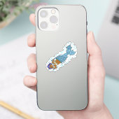 Paarse Hair, Blue Tail Zeemeermin nippen een Drink Sticker (Telefoon)