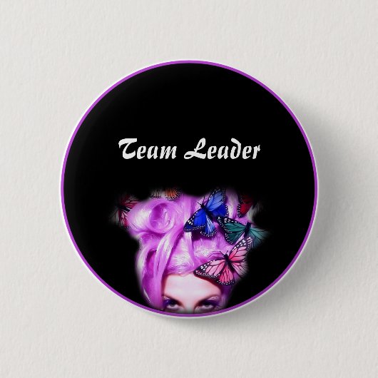 Paarse Hair Butterfly Lady Button (Voorkant)