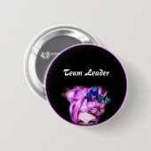 Paarse Hair Butterfly Lady Button (Voorkant /achterkant)