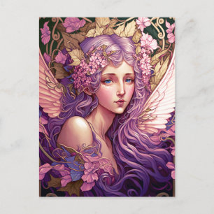 Paarse Hair Fairy Angel Fantasy Art Briefkaart