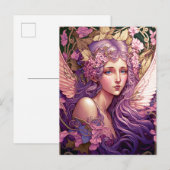 Paarse Hair Fairy Angel Fantasy Art Briefkaart (Voorkant / Achterkant)
