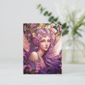Paarse Hair Fairy Angel Fantasy Art Briefkaart (Staand voorkant)