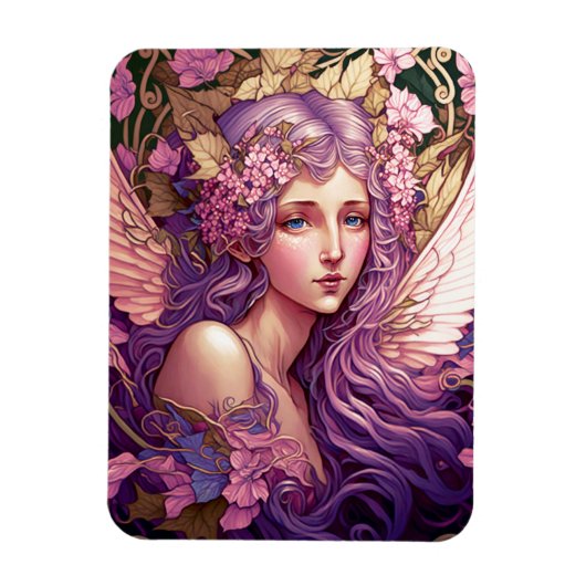Paarse Hair Fairy Angel Fantasy Art Magneet (Verticaal)