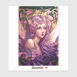Paarse Hair Fairy Angel Fantasy Art Sticker