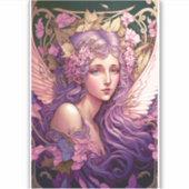 Paarse Hair Fairy Angel Fantasy Art Sticker (Voorkant)